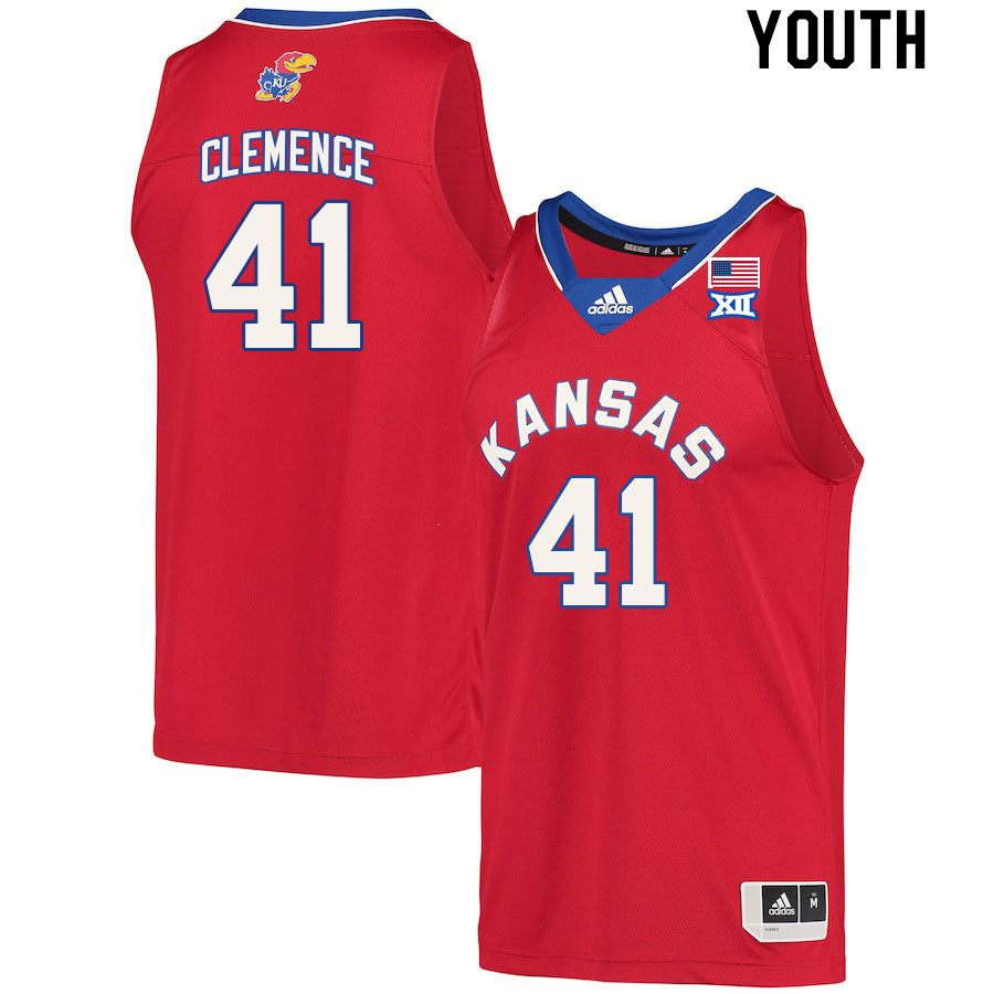 Youth #41 Zach Clemence Kansas Jayhawks College Basketball Jerseys Stitched Sale-Red